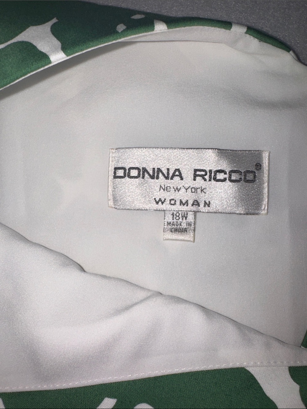 Donna Ricco Green and White Floral Sheath Dress Back Zip Women's 18W EUC - Picture 5 of 8